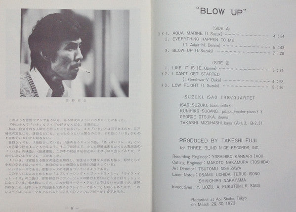 Isao Suzuki Trio - Blow Up = ブロー・アップ (Vinyl, LP, Album, Repress, St...