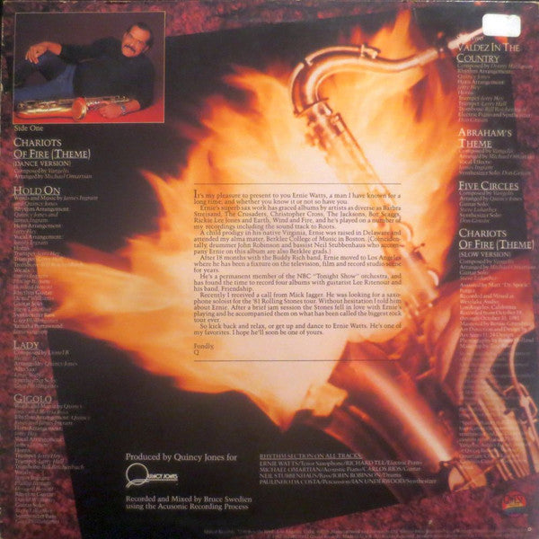 Ernie Watts - Chariots Of Fire (Vinyl, LP, Album, Partially Mixed) Very Good Plus (VG+) / Very Good (VG)