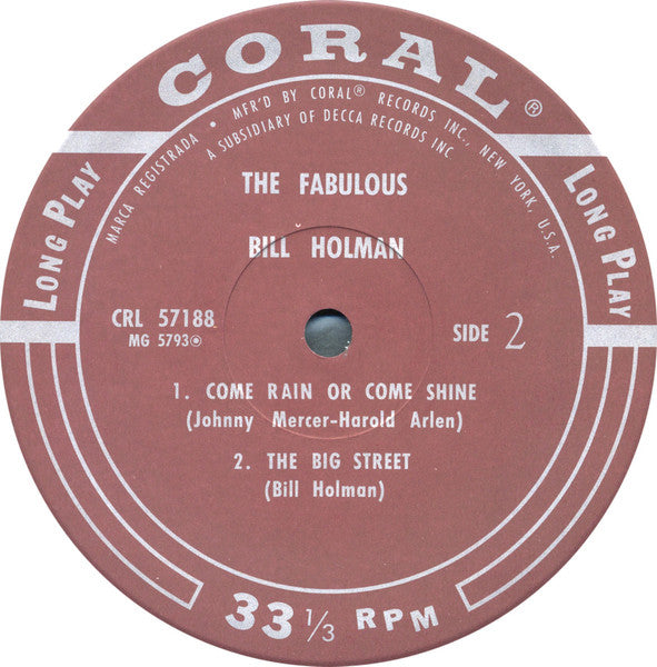 Bill Holman - The Fabulous Bill Holman (Vinyl, LP, Album, Reissue) Very Good Plus (VG+) / Very Good Plus (VG+)