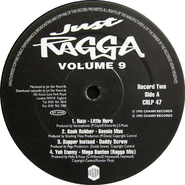 Various - Just Ragga Volume 9 (2xVinyl, LP, Compilation) Very Good (VG) / Very Good Plus (VG+)