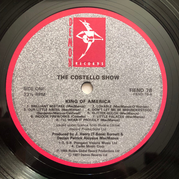The Costello Show - King Of America (Vinyl, Vinyl, All Media, LP, Album, Reissue, LP, Limited Edition) Very Good Plus (VG+) / Very Good Plus (VG+)