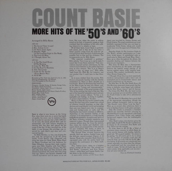 Count Basie - More Hits Of The '50's And '60's (Vinyl, LP, Album, Reissue) Very Good Plus (VG+) / Very Good (VG)