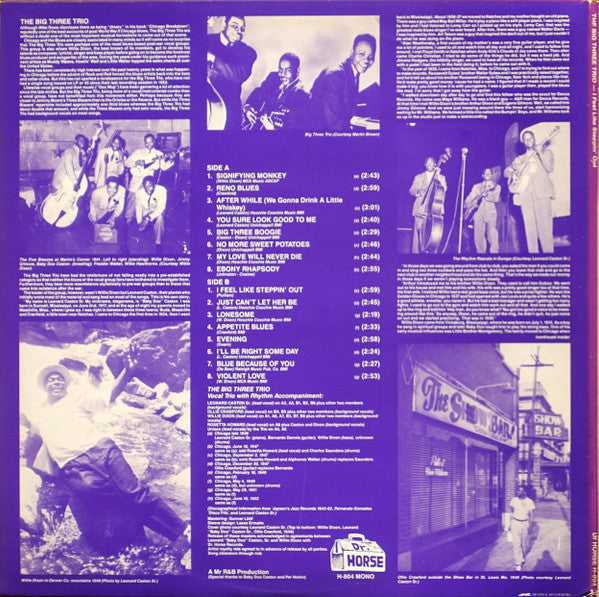 The Big Three Trio - I Feel Like Steppin' Out (Vinyl, LP, Compilation, Mono) Very Good (VG) / Very Good (VG)