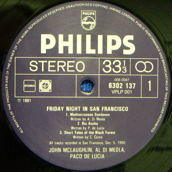 John McLaughlin - Friday Night In San Francisco (Vinyl, LP, Reissue, Stereo) Near Mint (NM or M-) / Near Mint (NM or M-)