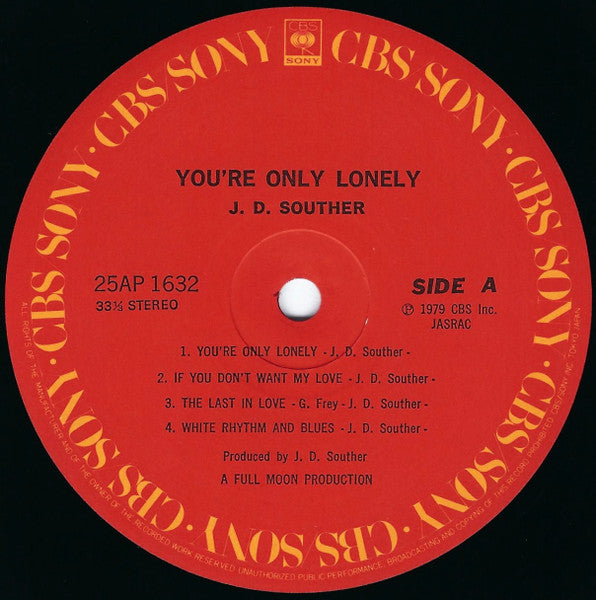 John David Souther - You're Only Lonely (Vinyl, LP, Album, Stereo)