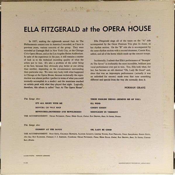 Ella Fitzgerald - Ella Fitzgerald At The Opera House (Vinyl, LP, Al...