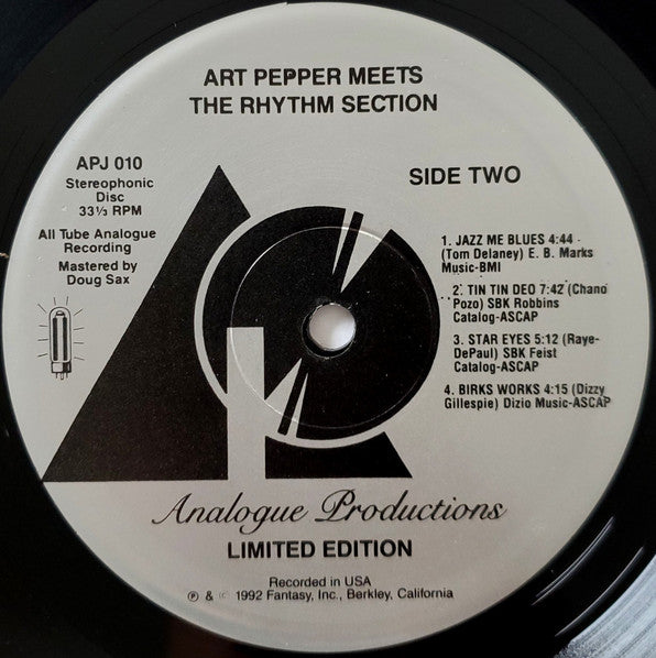Art Pepper - Art Pepper Meets The Rhythm Section (Vinyl, LP, Album, Limited Edition, Reissue, Stereo) Near Mint (NM or M-) / Very Good Plus (VG+)