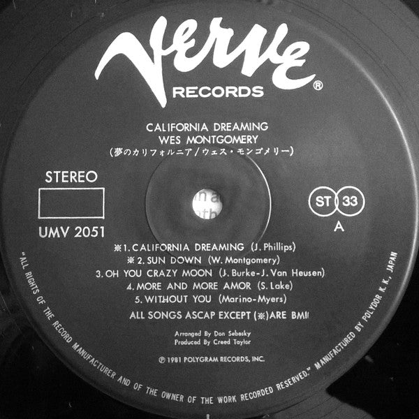 Wes Montgomery - California Dreaming (Vinyl, LP, Album, Stereo, Reissue) Near Mint (NM or M-) / Very Good (VG)