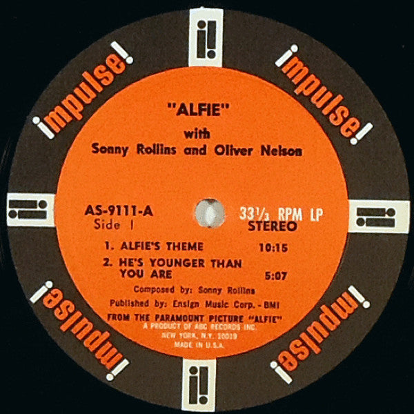 Sonny Rollins - Original Music From The Score "Alfie" (Vinyl, LP, Album, Reissue, Repress, Stereo) Good Plus (G+) / Good (G)