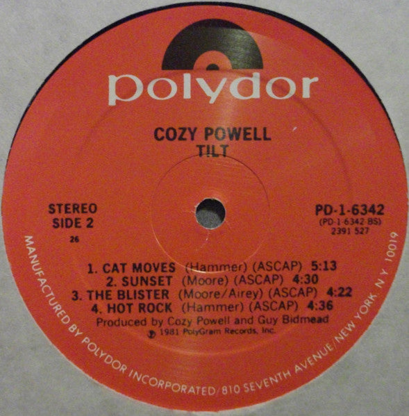 Cozy Powell - Tilt (Vinyl, LP, Album) Very Good Plus (VG+) / Very Good (VG)