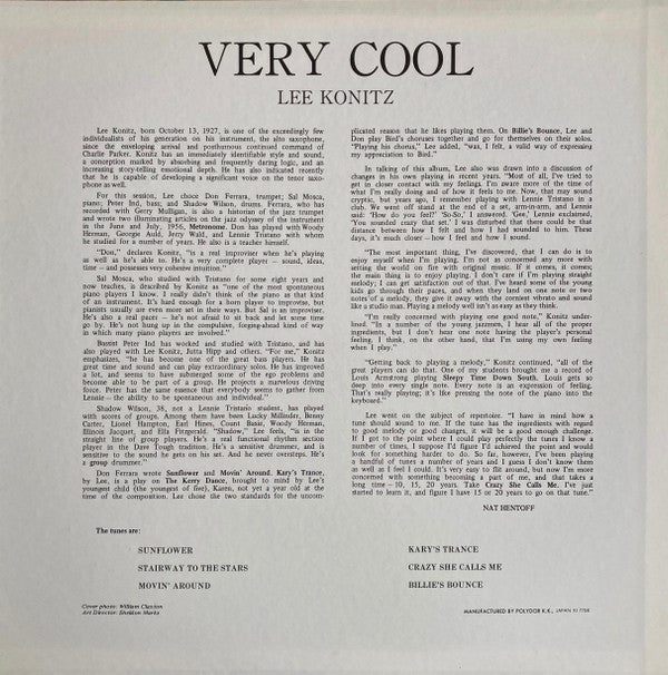 Lee Konitz - Very Cool (Vinyl, LP, Album, Reissue, Mono) Very Good Plus (VG+) / Good Plus (G+)