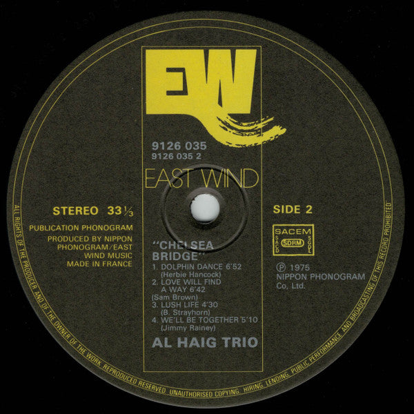 Al Haig Trio - Chelsea Bridge (Vinyl, LP, Album, Stereo) Very Good Plus (VG+) / Very Good Plus (VG+)