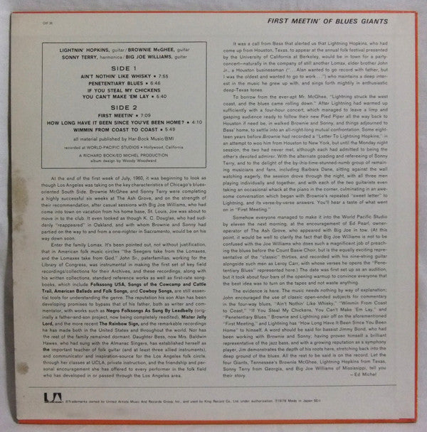 Brownie McGhee - Down South Summit Meetin' (Vinyl, LP, Album, Reissue, Stereo) Very Good (VG) / Near Mint (NM or M-)