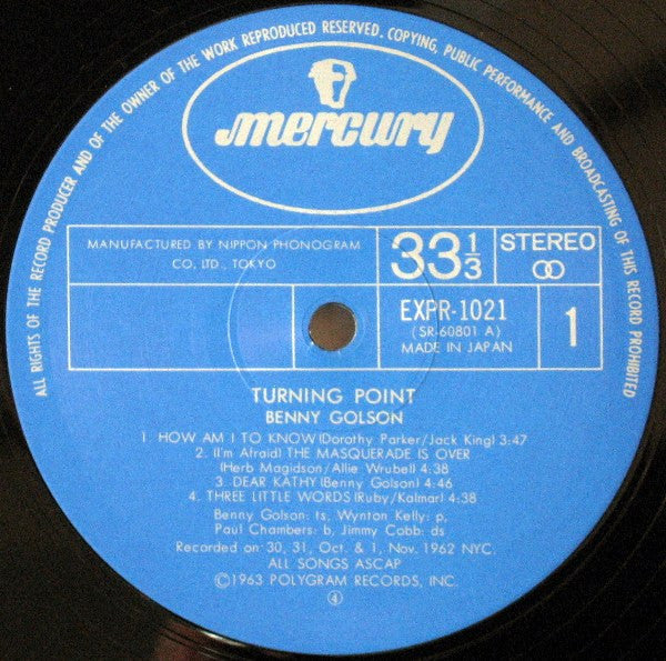 Benny Golson - Turning Point (Vinyl, LP, Album, Reissue, Stereo) Very Good Plus (VG+) / Good Plus (G+)