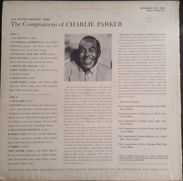 Various - The Compositions of Charlie Parker (Vinyl, LP, Compilation, Mono) Very Good Plus (VG+) / Very Good Plus (VG+)