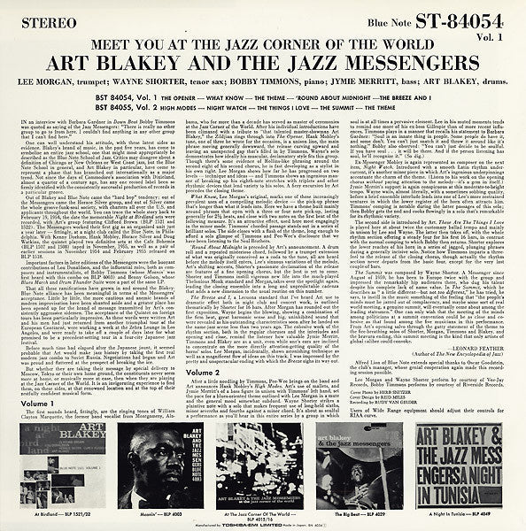 Art Blakey & The Jazz Messengers - Meet You At The Jazz Corner Of The World (Volume 1) (Vinyl, LP, Album, Stereo, Reissue, Limited Edition) Near Mint (NM or M-) / Very Good Plus (VG+)
