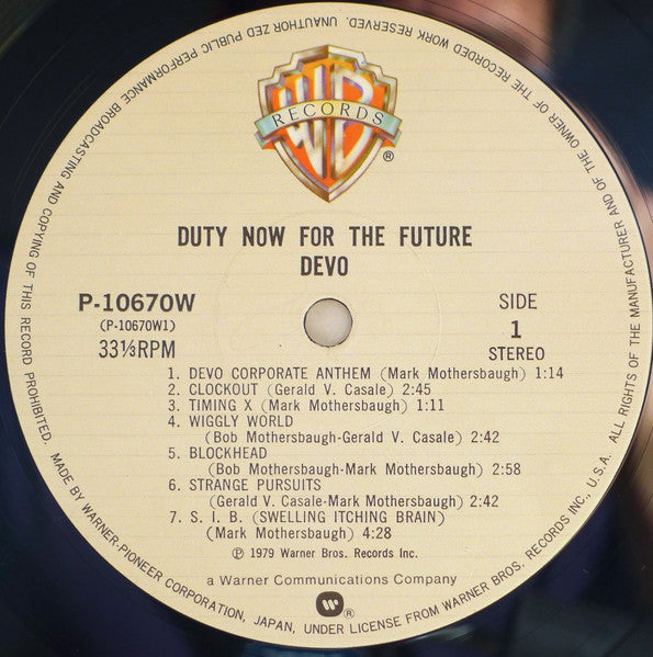 Devo - Duty Now For The Future = 生存学未来編 (Vinyl, LP, Album, Stereo) Near Mint (NM or M-) / Very Good Plus (VG+)