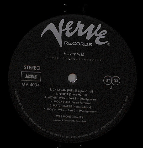Wes Montgomery - Movin' Wes (Vinyl, LP, Album, Reissue, Stereo)