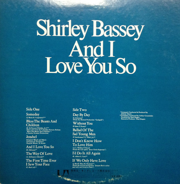 Shirley Bassey - And I Love You So (Vinyl, LP, Album) Very Good (VG) / Very Good (VG)