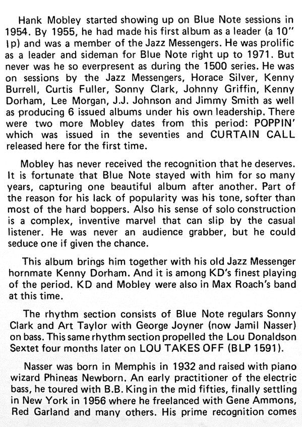 The Hank Mobley Quintet - Hank Mobley Quintet Featuring Sonny Clark (Vinyl, LP, Album, Limited Edition, Stereo) Very Good Plus (VG+) / Very Good Plus (VG+)