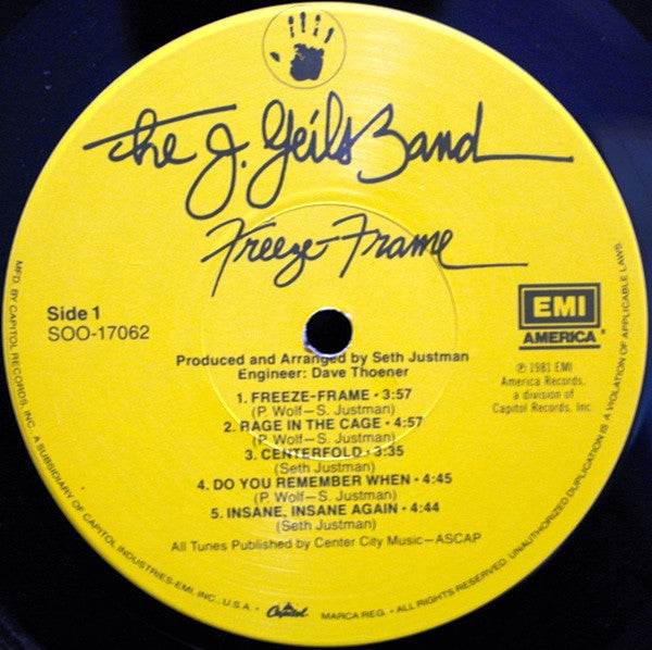 The J. Geils Band - Freeze-Frame (Vinyl, LP, Album, Stereo) Very Good (VG) / Very Good Plus (VG+)