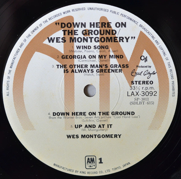 Wes Montgomery - Down Here On The Ground (Vinyl, LP, Album, Reissue)