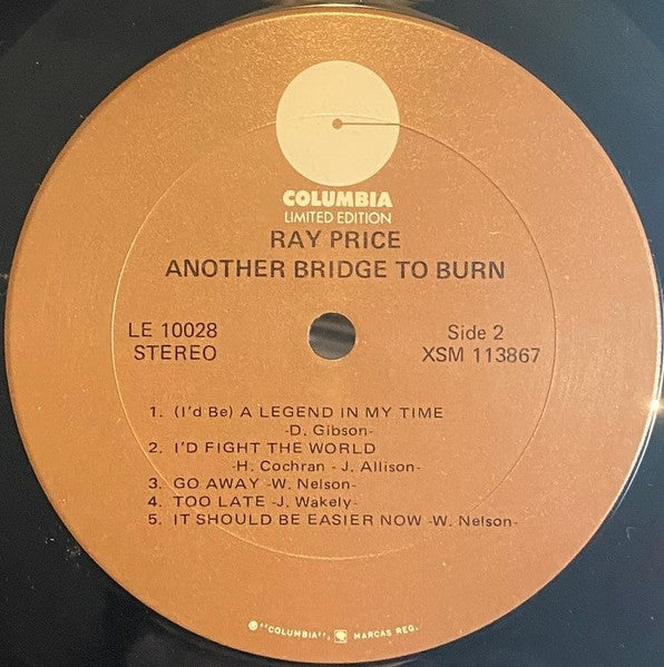Ray Price - Another Bridge To Burn (Vinyl, LP, Album, Stereo, Reissue) Very Good Plus (VG+) / Very Good Plus (VG+)