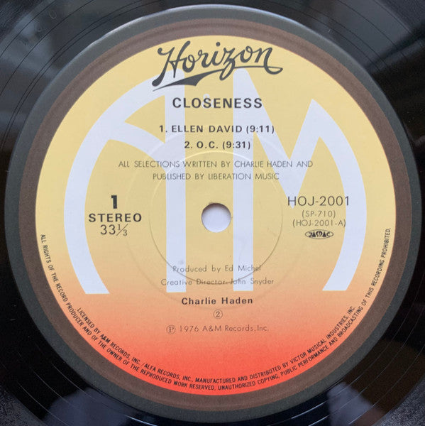 Charlie Haden - Closeness (Vinyl, LP, Album, Reissue) Very Good Plus (VG+) / Very Good Plus (VG+)