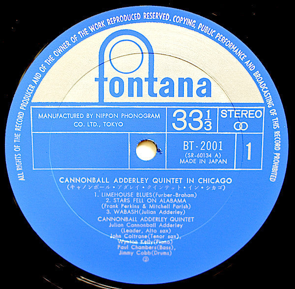 The Cannonball Adderley Quintet - In Chicago (Vinyl, LP, Album, Reissue, Stereo) Very Good Plus (VG+) / Very Good (VG)
