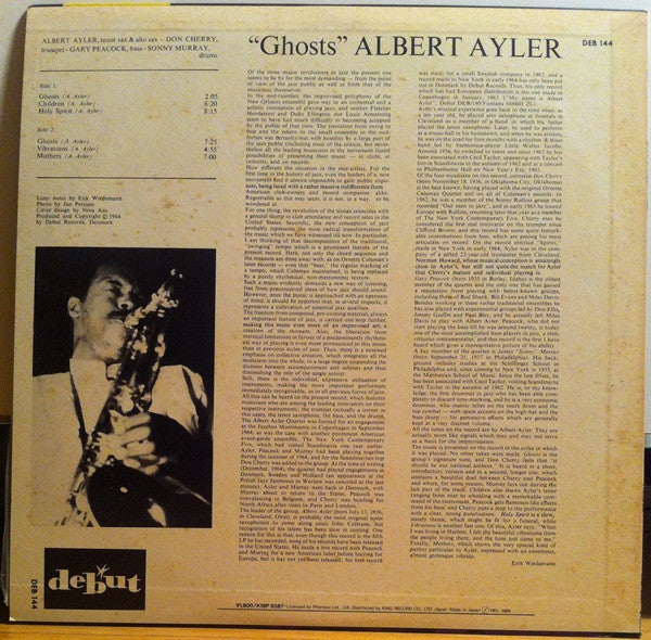 Albert Ayler Quartet - Ghosts (Vinyl, LP, Album, Reissue, Stereo) Very Good (VG) / Very Good (VG)