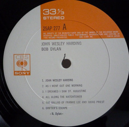 Bob Dylan - John Wesley Harding (Vinyl, LP, Album, Reissue, Stereo) Very Good Plus (VG+) / Very Good Plus (VG+)