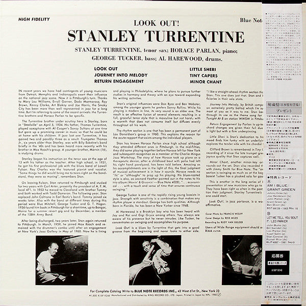 Stanley Turrentine - Look Out! (Vinyl, LP, Album, Limited Edition, Reissue, Mono) Near Mint (NM or M-) / Very Good (VG)