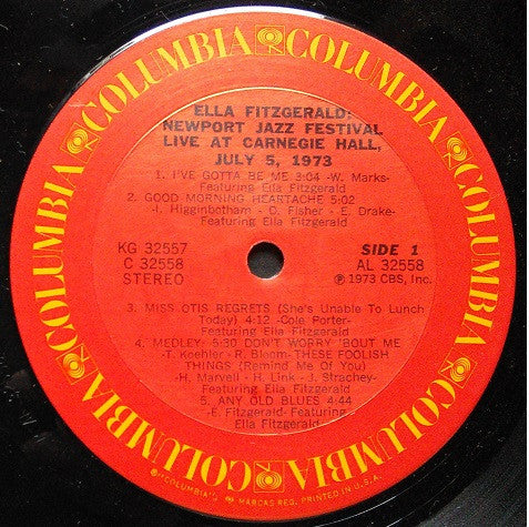 Ella Fitzgerald - Newport Jazz Festival Live At Carnegie Hall, July 5, 1973 (2xVinyl, LP, Album) Good Plus (G+) / Very Good (VG)