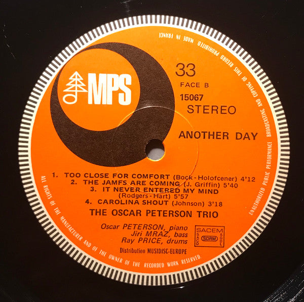 The Oscar Peterson Trio - Another Day (Vinyl, LP, Album, Stereo) Very Good Plus (VG+) / Very Good (VG)