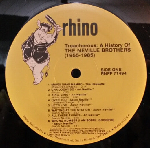 The Neville Brothers - Treacherous: A History Of The Neville Brothers (1955 -1985) (2xVinyl, LP, Compilation) Good Plus (G+) / Very Good (VG)