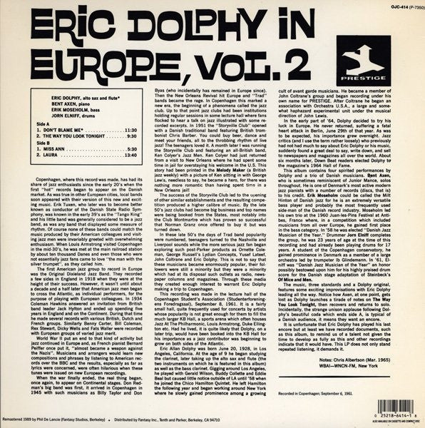Eric Dolphy - In Europe, Vol. 2 (Vinyl, LP, Album, Reissue, Remastered) Very Good (VG) / Very Good Plus (VG+)