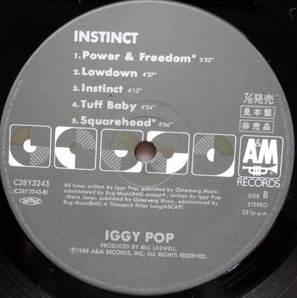 Iggy Pop - Instinct (Vinyl, LP, Album, Promo) Very Good Plus (VG+) / Very Good Plus (VG+)