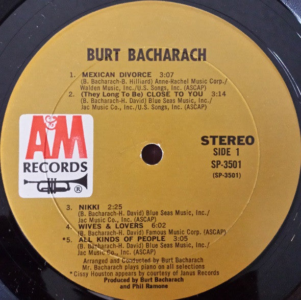 Burt Bacharach - Burt Bacharach (Vinyl, LP, Album, Stereo) Good Plus (G+) / Poor (P)