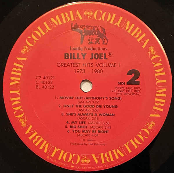 Billy Joel - Greatest Hits Volume I & Volume II (2xVinyl, LP, Compilation, Stereo) Very Good Plus (VG+) / Very Good Plus (VG+)