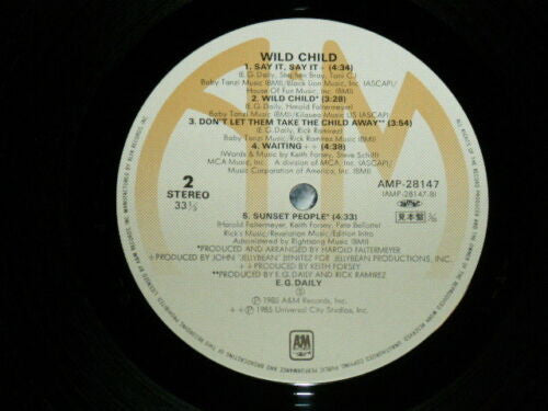 E.G. Daily - Wild Child (Vinyl, LP, Album, Promo) Very Good Plus (VG+) / Very Good (VG)