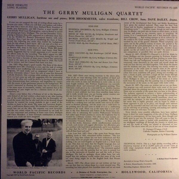 Gerry Mulligan Quartet - Recorded In Boston At Storyville (Vinyl, L...