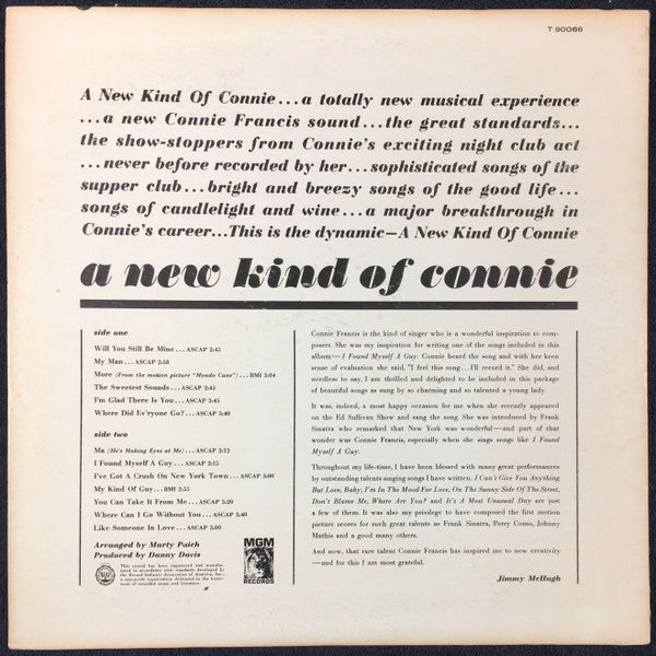 Connie Francis - A New Kind Of Connie... (Vinyl, LP, Album, Club Edition, Mono) Good Plus (G+) / Good Plus (G+)