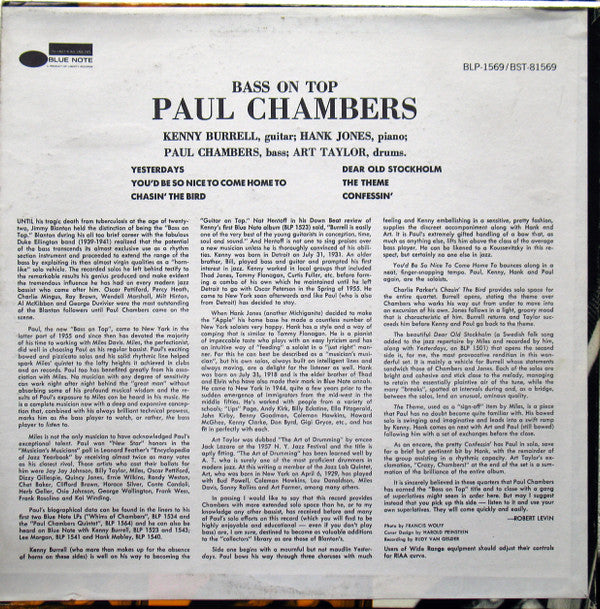 Paul Chambers Quartet - Bass On Top (Vinyl, LP, Album, Reissue, Ste...