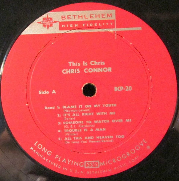 Chris Connor - This Is Chris (Vinyl, LP, Album, Mono) Good Plus (G+) / Good (G)