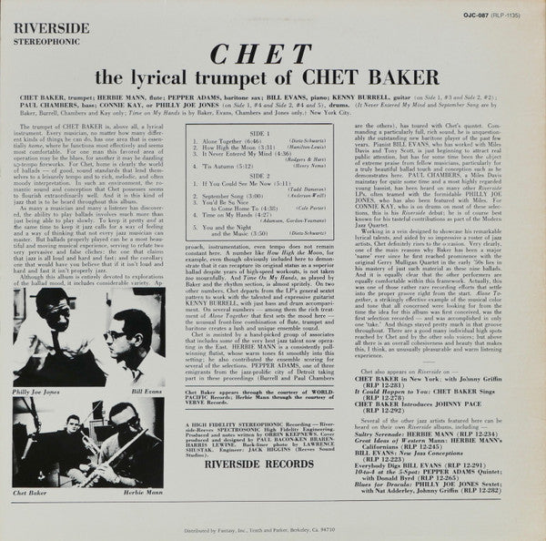 Chet Baker - Chet (Vinyl, LP, Album, Reissue, Stereo)