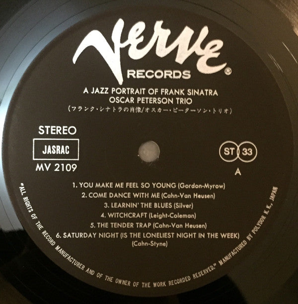 The Oscar Peterson Trio - A Jazz Portrait Of Frank Sinatra (Vinyl, LP, Album, Reissue, Stereo) Very Good Plus (VG+) / Very Good (VG)