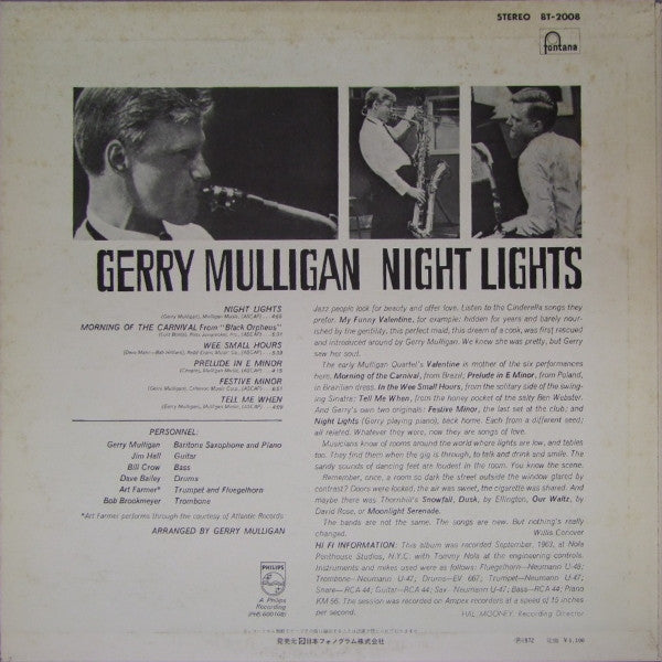 Gerry Mulligan - Night Lights (Vinyl, LP, Album, Reissue, Stereo) Very Good Plus (VG+) / Very Good Plus (VG+)