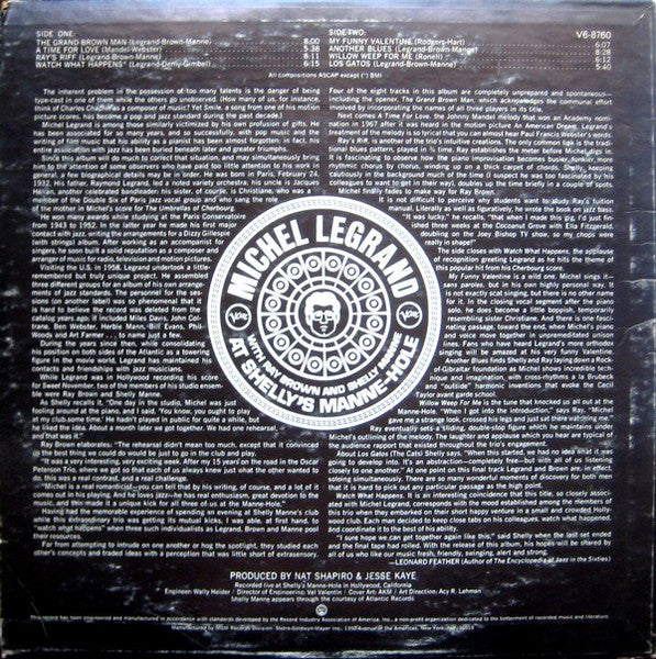 Michel Legrand - At Shelly's Manne-Hole (Vinyl, LP, Album)