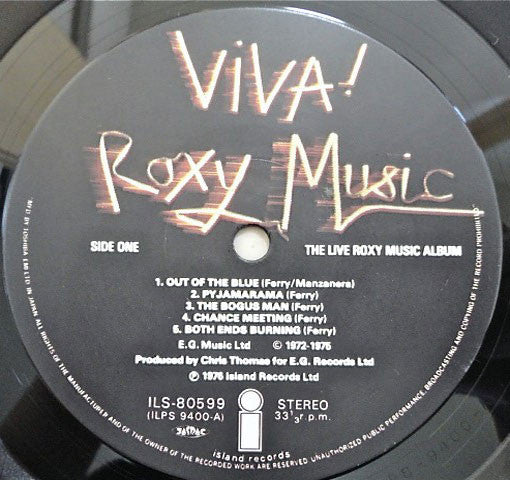 Roxy Music - Viva! Roxy Music - The Live Roxy Music Album (Vinyl, LP, Album) Very Good (VG) / Very Good (VG)