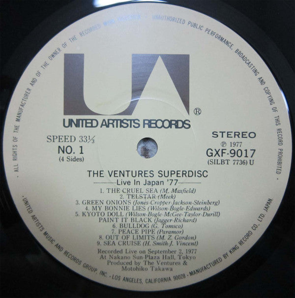 The Ventures - Live In Japan '77 (2xVinyl, LP, Album, Stereo) Good Plus (G+) / Very Good Plus (VG+)